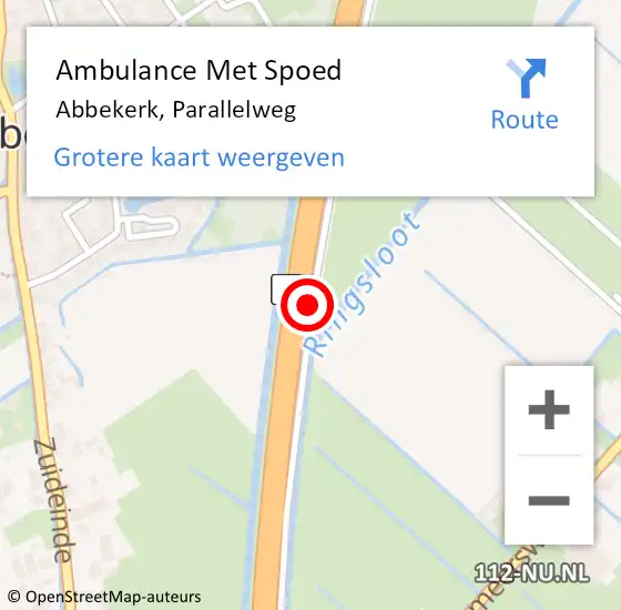 Locatie op kaart van de 112 melding: Ambulance Met Spoed Naar Abbekerk, Parallelweg op 11 november 2018 09:57