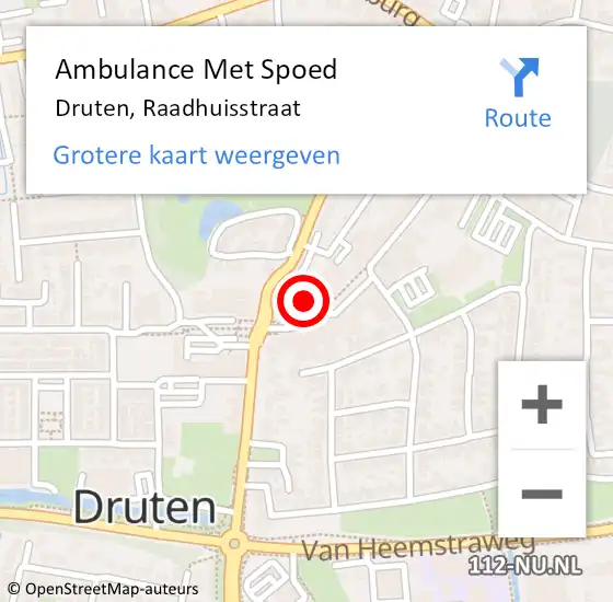 Locatie op kaart van de 112 melding: Ambulance Met Spoed Naar Druten, Raadhuisstraat op 11 november 2018 11:18