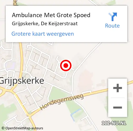 Locatie op kaart van de 112 melding: Ambulance Met Grote Spoed Naar Grijpskerke, De Keijzerstraat op 11 november 2018 11:19