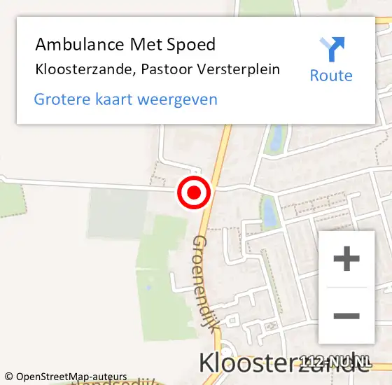 Locatie op kaart van de 112 melding: Ambulance Met Spoed Naar Kloosterzande, Pastoor Versterplein op 11 november 2018 12:00