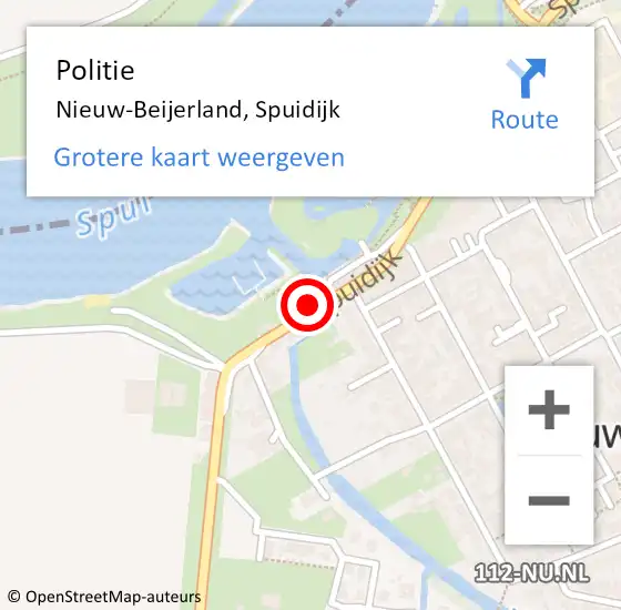 Locatie op kaart van de 112 melding: Politie Nieuw-Beijerland, Spuidijk op 11 november 2018 12:09