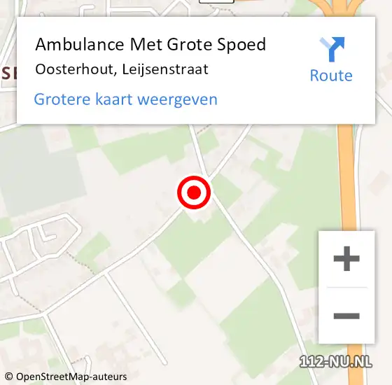 Locatie op kaart van de 112 melding: Ambulance Met Grote Spoed Naar Oosterhout, Leijsenstraat op 11 november 2018 13:32