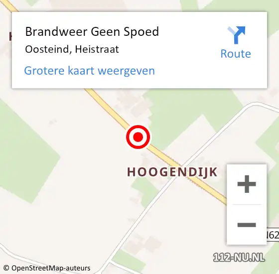 Locatie op kaart van de 112 melding: Brandweer Geen Spoed Naar Oosteind, Heistraat op 11 november 2018 13:50