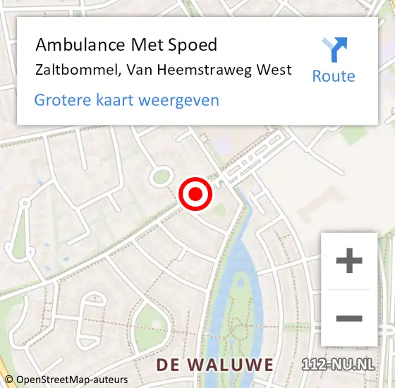 Locatie op kaart van de 112 melding: Ambulance Met Spoed Naar Zaltbommel, Van Heemstraweg West op 11 november 2018 15:29