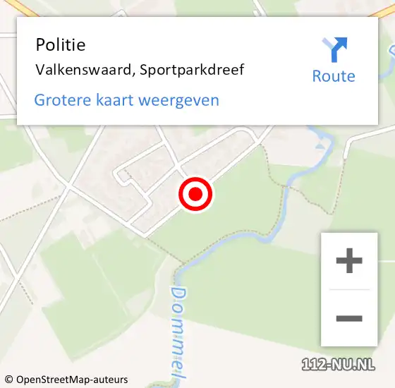 Locatie op kaart van de 112 melding: Politie Valkenswaard, Sportparkdreef op 11 november 2018 15:40