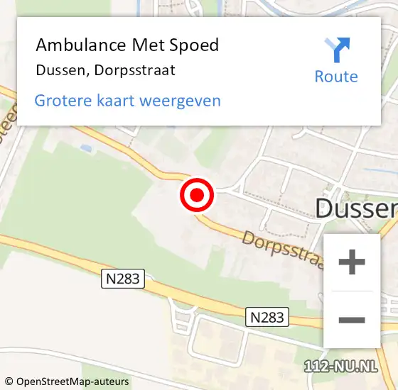 Locatie op kaart van de 112 melding: Ambulance Met Spoed Naar Dussen, Dorpsstraat op 11 november 2018 16:40