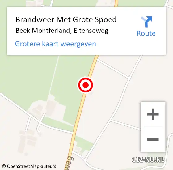 Locatie op kaart van de 112 melding: Brandweer Met Grote Spoed Naar Beek Montferland, Eltenseweg op 11 november 2018 16:43