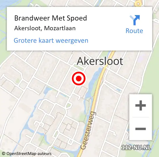 Locatie op kaart van de 112 melding: Brandweer Met Spoed Naar Akersloot, Mozartlaan op 11 november 2018 16:48