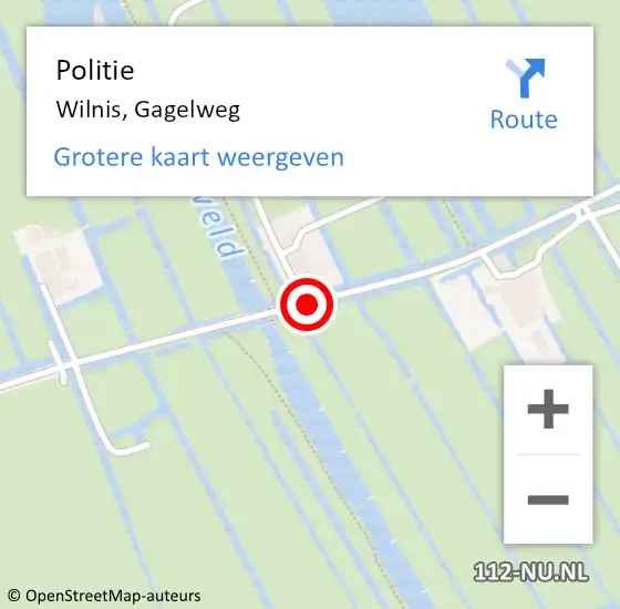 Locatie op kaart van de 112 melding: Politie Wilnis, Gagelweg op 11 november 2018 16:51