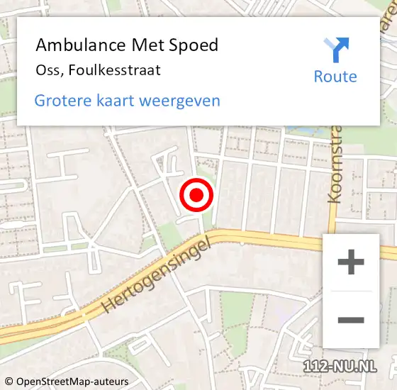 Locatie op kaart van de 112 melding: Ambulance Met Spoed Naar Oss, Foulkesstraat op 11 november 2018 17:35