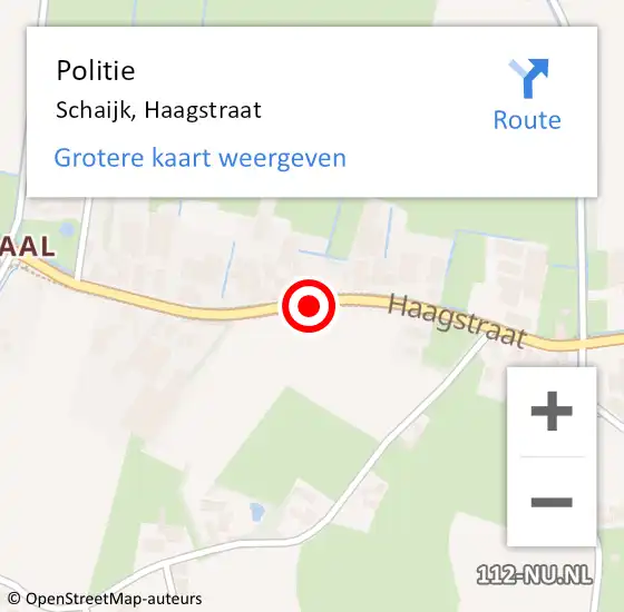 Locatie op kaart van de 112 melding: Politie Schaijk, Haagstraat op 11 november 2018 17:55