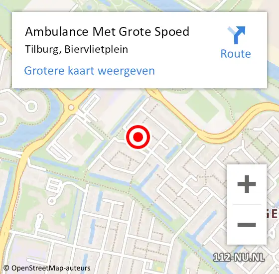 Locatie op kaart van de 112 melding: Ambulance Met Grote Spoed Naar Tilburg, Biervlietplein op 11 november 2018 20:57