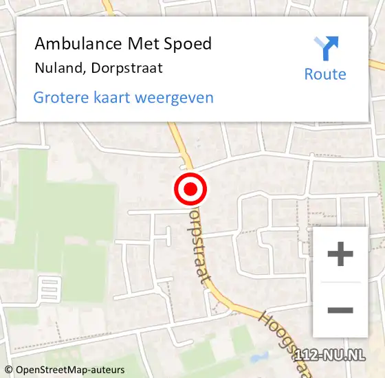 Locatie op kaart van de 112 melding: Ambulance Met Spoed Naar Nuland, Dorpstraat op 11 november 2018 22:06