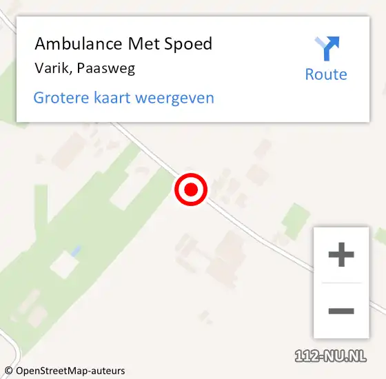 Locatie op kaart van de 112 melding: Ambulance Met Spoed Naar Varik, Paasweg op 11 november 2018 22:18
