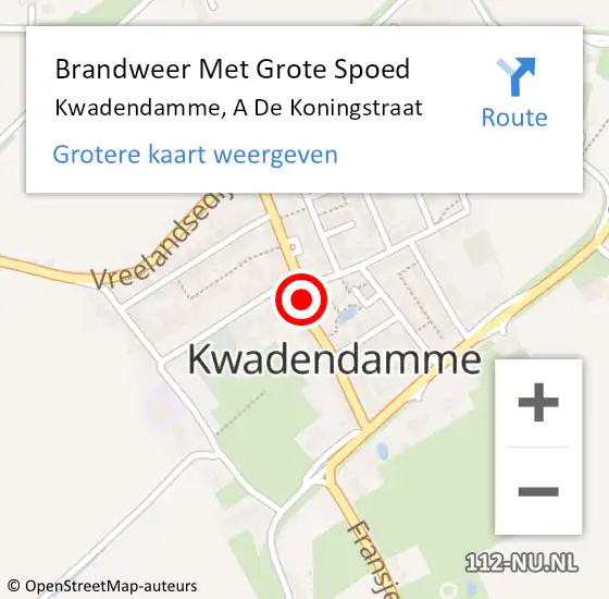 Locatie op kaart van de 112 melding: Brandweer Met Grote Spoed Naar Kwadendamme, A De Koningstraat op 11 november 2018 22:38