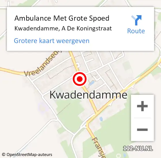 Locatie op kaart van de 112 melding: Ambulance Met Grote Spoed Naar Kwadendamme, A De Koningstraat op 11 november 2018 22:39