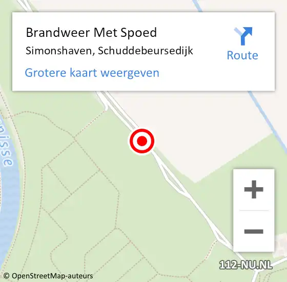 Locatie op kaart van de 112 melding: Brandweer Met Spoed Naar Simonshaven, Schuddebeursedijk op 11 november 2018 22:44