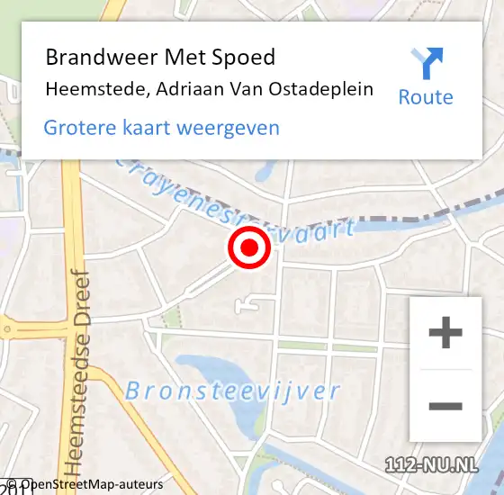 Locatie op kaart van de 112 melding: Brandweer Met Spoed Naar Heemstede, Adriaan Van Ostadeplein op 12 november 2018 02:41