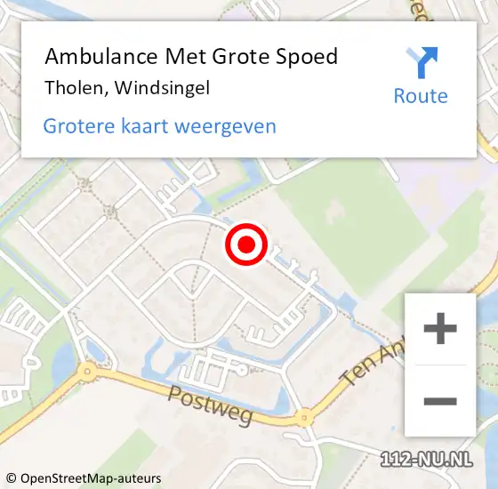 Locatie op kaart van de 112 melding: Ambulance Met Grote Spoed Naar Tholen, Windsingel op 12 november 2018 02:54