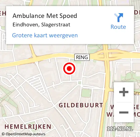 Locatie op kaart van de 112 melding: Ambulance Met Spoed Naar Eindhoven, Slagerstraat op 12 november 2018 04:46