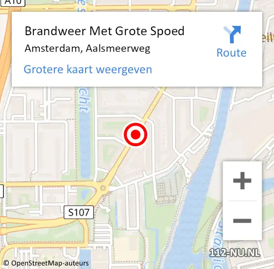 Locatie op kaart van de 112 melding: Brandweer Met Grote Spoed Naar Amsterdam, Aalsmeerweg op 12 november 2018 07:38