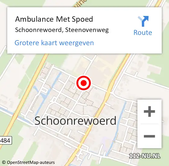 Locatie op kaart van de 112 melding: Ambulance Met Spoed Naar Schoonrewoerd, Steenovenweg op 12 november 2018 07:56