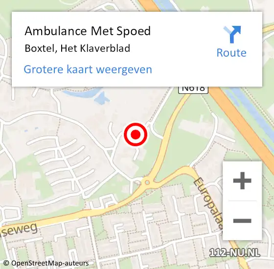 Locatie op kaart van de 112 melding: Ambulance Met Spoed Naar Boxtel, Het Klaverblad op 12 november 2018 08:38