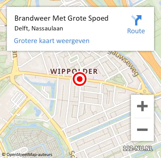 Locatie op kaart van de 112 melding: Brandweer Met Grote Spoed Naar Delft, Nassaulaan op 12 november 2018 08:56