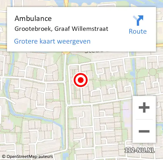 Locatie op kaart van de 112 melding: Ambulance Grootebroek, Graaf Willemstraat op 12 november 2018 10:05