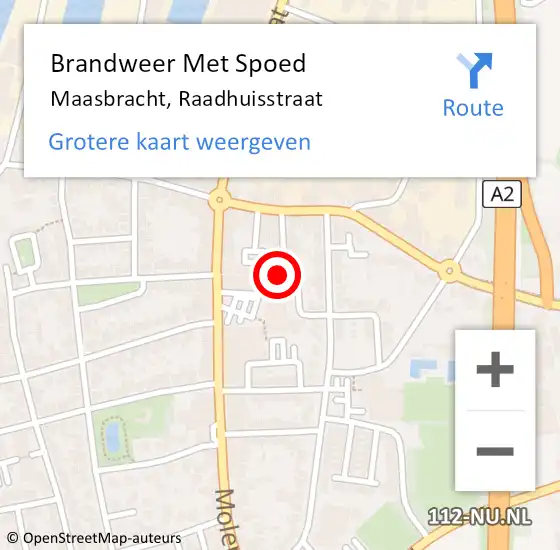 Locatie op kaart van de 112 melding: Brandweer Met Spoed Naar Maasbracht, Raadhuisstraat op 12 november 2018 10:27