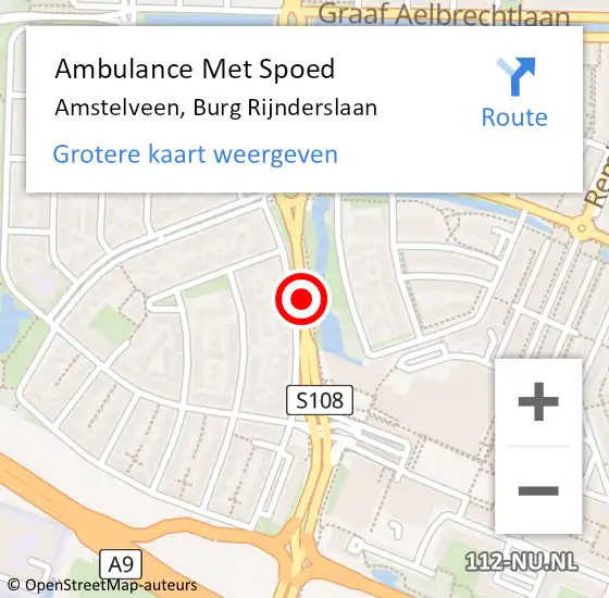 Locatie op kaart van de 112 melding: Ambulance Met Spoed Naar Amstelveen, Burg Rijnderslaan op 12 november 2018 11:24