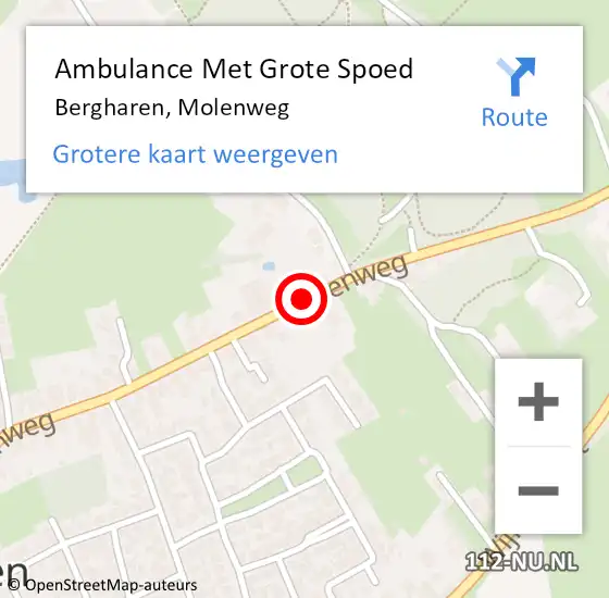 Locatie op kaart van de 112 melding: Ambulance Met Grote Spoed Naar Bergharen, Molenweg op 12 november 2018 12:02