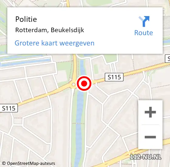 Locatie op kaart van de 112 melding: Politie Rotterdam, Beukelsdijk op 12 november 2018 12:03