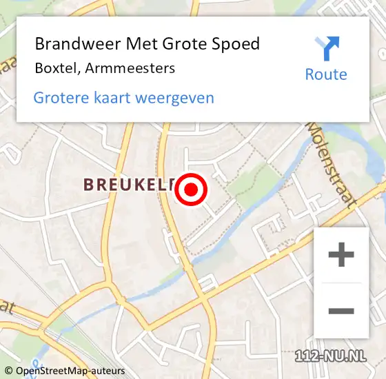 Locatie op kaart van de 112 melding: Brandweer Met Grote Spoed Naar Boxtel, Armmeesters op 12 november 2018 12:10