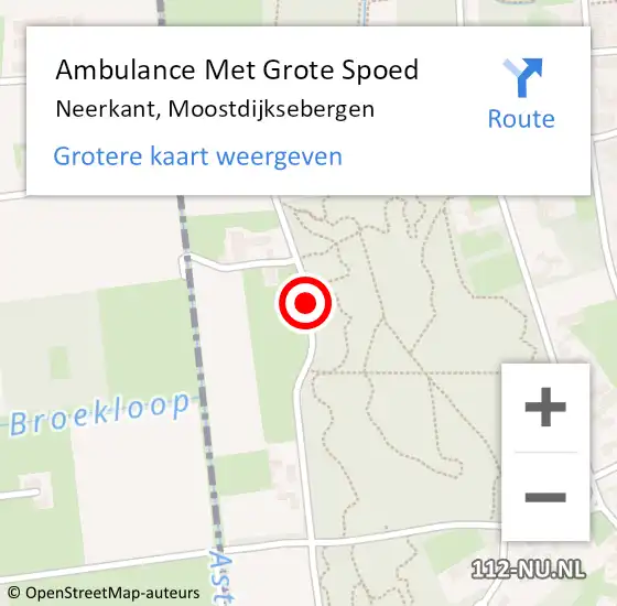 Locatie op kaart van de 112 melding: Ambulance Met Grote Spoed Naar Neerkant, Moostdijksebergen op 12 november 2018 12:38