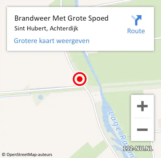 Locatie op kaart van de 112 melding: Brandweer Met Grote Spoed Naar Sint Hubert, Achterdijk op 12 november 2018 13:46