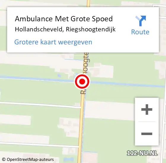 Locatie op kaart van de 112 melding: Ambulance Met Grote Spoed Naar Hollandscheveld, Riegshoogtendijk op 12 november 2018 14:01