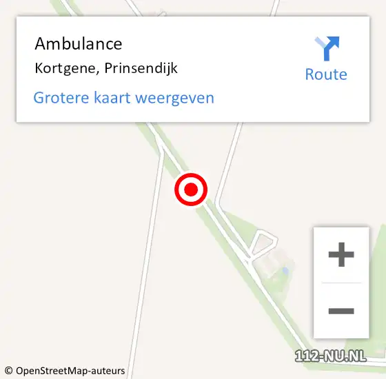 Locatie op kaart van de 112 melding: Ambulance Kortgene, Prinsendijk op 12 november 2018 14:08