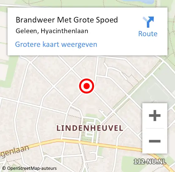 Locatie op kaart van de 112 melding: Brandweer Met Grote Spoed Naar Geleen, Hyacinthenlaan op 12 november 2018 14:17