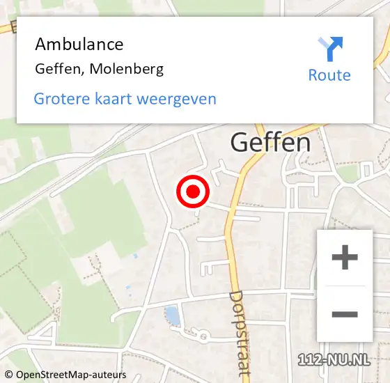 Locatie op kaart van de 112 melding: Ambulance Geffen, Molenberg op 12 november 2018 14:42