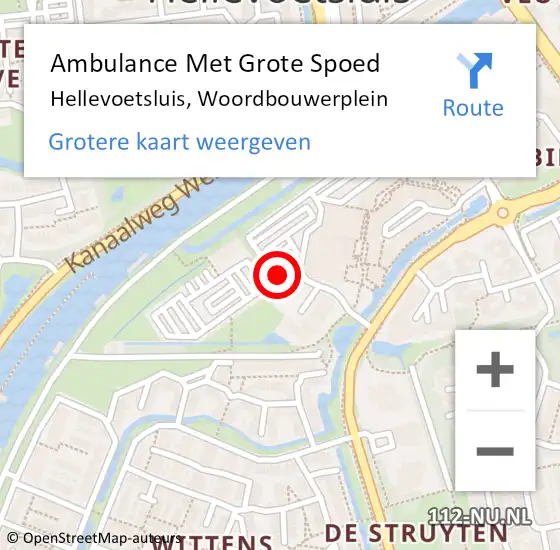 Locatie op kaart van de 112 melding: Ambulance Met Grote Spoed Naar Hellevoetsluis, Woordbouwerplein op 12 november 2018 14:47