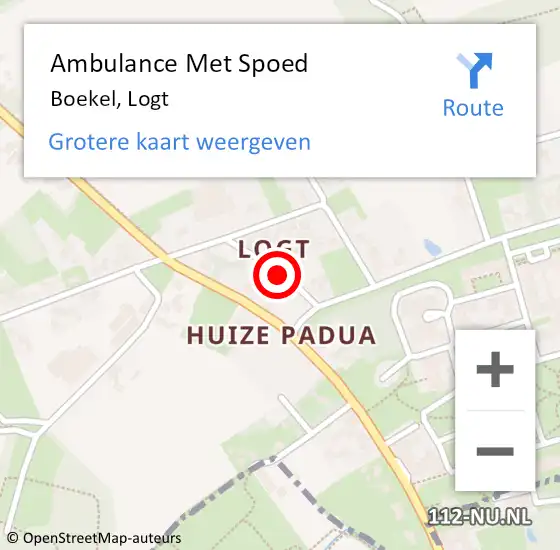 Locatie op kaart van de 112 melding: Ambulance Met Spoed Naar Boekel, Logt op 12 november 2018 14:59