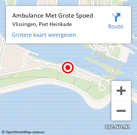 Locatie op kaart van de 112 melding: Ambulance Met Grote Spoed Naar Vlissingen, Piet Heinkade op 12 november 2018 14:59