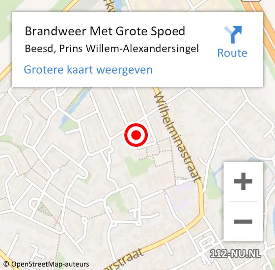 Locatie op kaart van de 112 melding: Brandweer Met Grote Spoed Naar Beesd, Prins Willem-Alexandersingel op 14 maart 2014 12:50