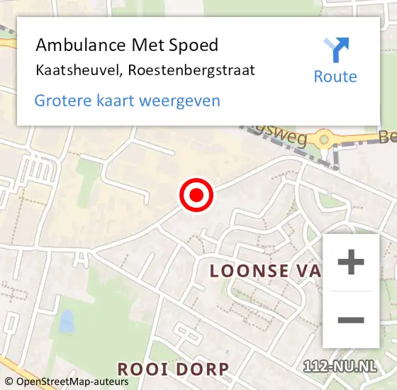 Locatie op kaart van de 112 melding: Ambulance Met Spoed Naar Kaatsheuvel, Roestenbergstraat op 12 november 2018 15:45