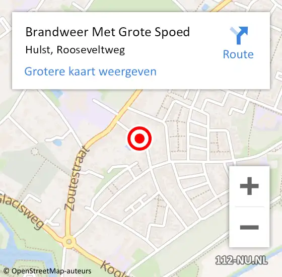 Locatie op kaart van de 112 melding: Brandweer Met Grote Spoed Naar Hulst, Rooseveltweg op 12 november 2018 15:46