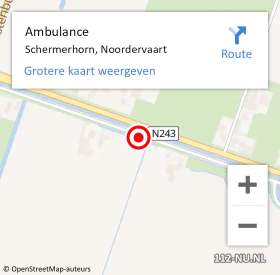 Locatie op kaart van de 112 melding: Ambulance Schermerhorn, Noordervaart op 12 november 2018 17:20