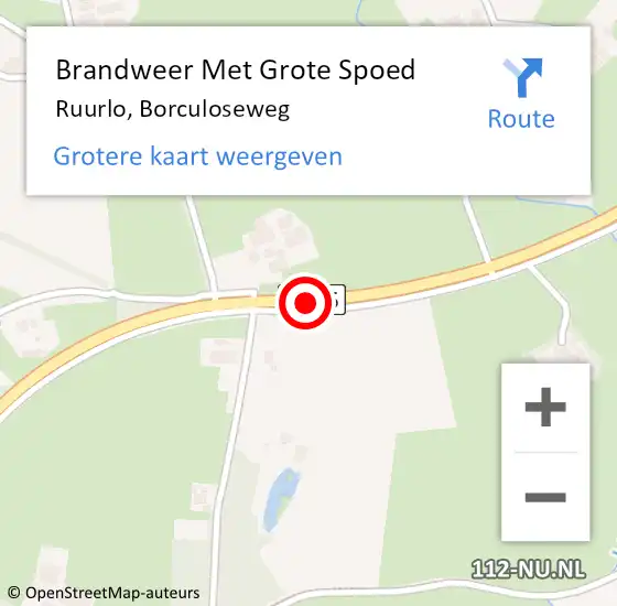 Locatie op kaart van de 112 melding: Brandweer Met Grote Spoed Naar Ruurlo, Borculoseweg op 12 november 2018 17:28