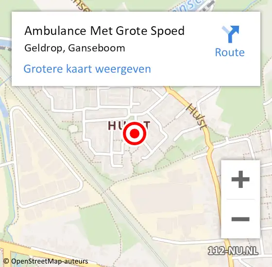 Locatie op kaart van de 112 melding: Ambulance Met Grote Spoed Naar Geldrop, Ganseboom op 12 november 2018 18:14