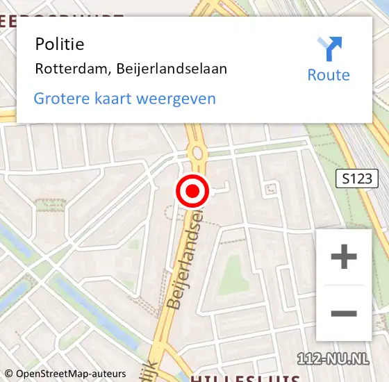 Locatie op kaart van de 112 melding: Politie Rotterdam, Beijerlandselaan op 12 november 2018 18:15